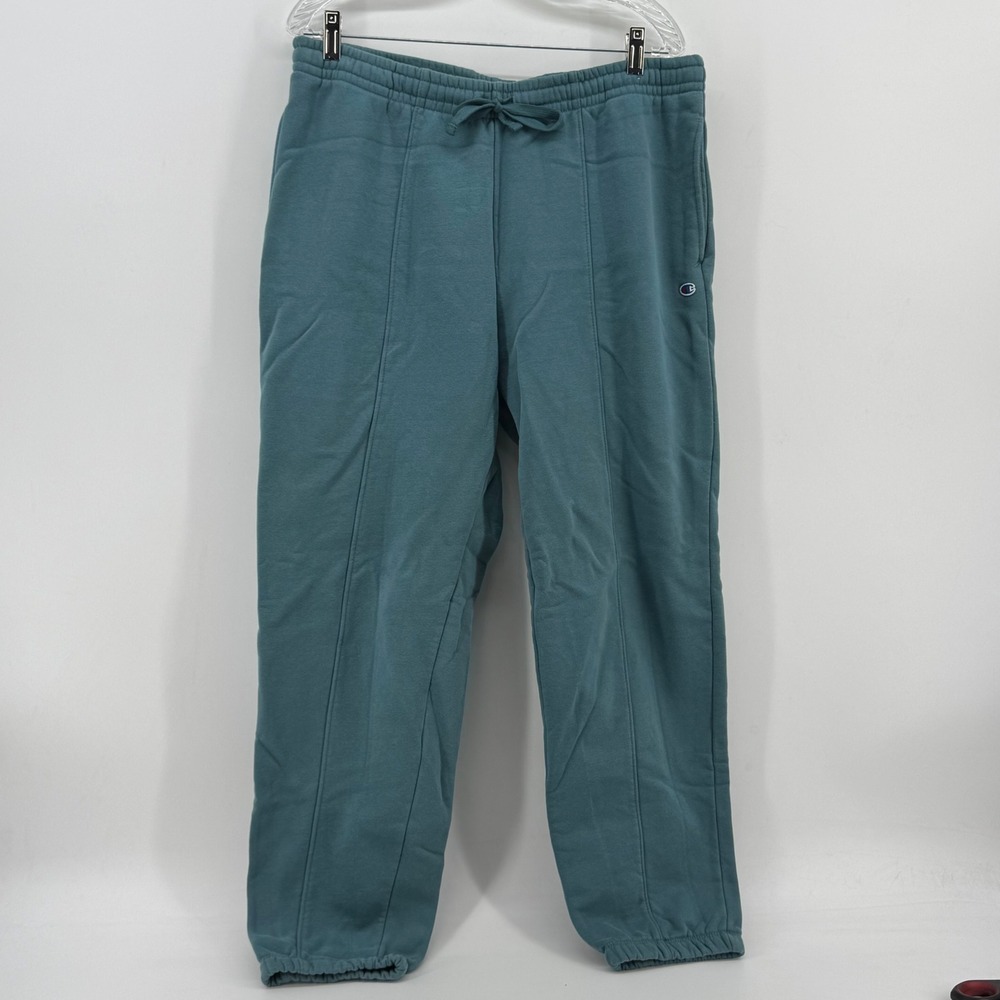 Champion Mens‎ Teal Blue Pintuck Fleece Jogger Sweatpants Size Large